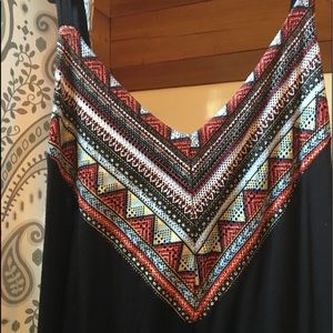 Black maxi dress with lovely detail round neck and bottom.Size 3X